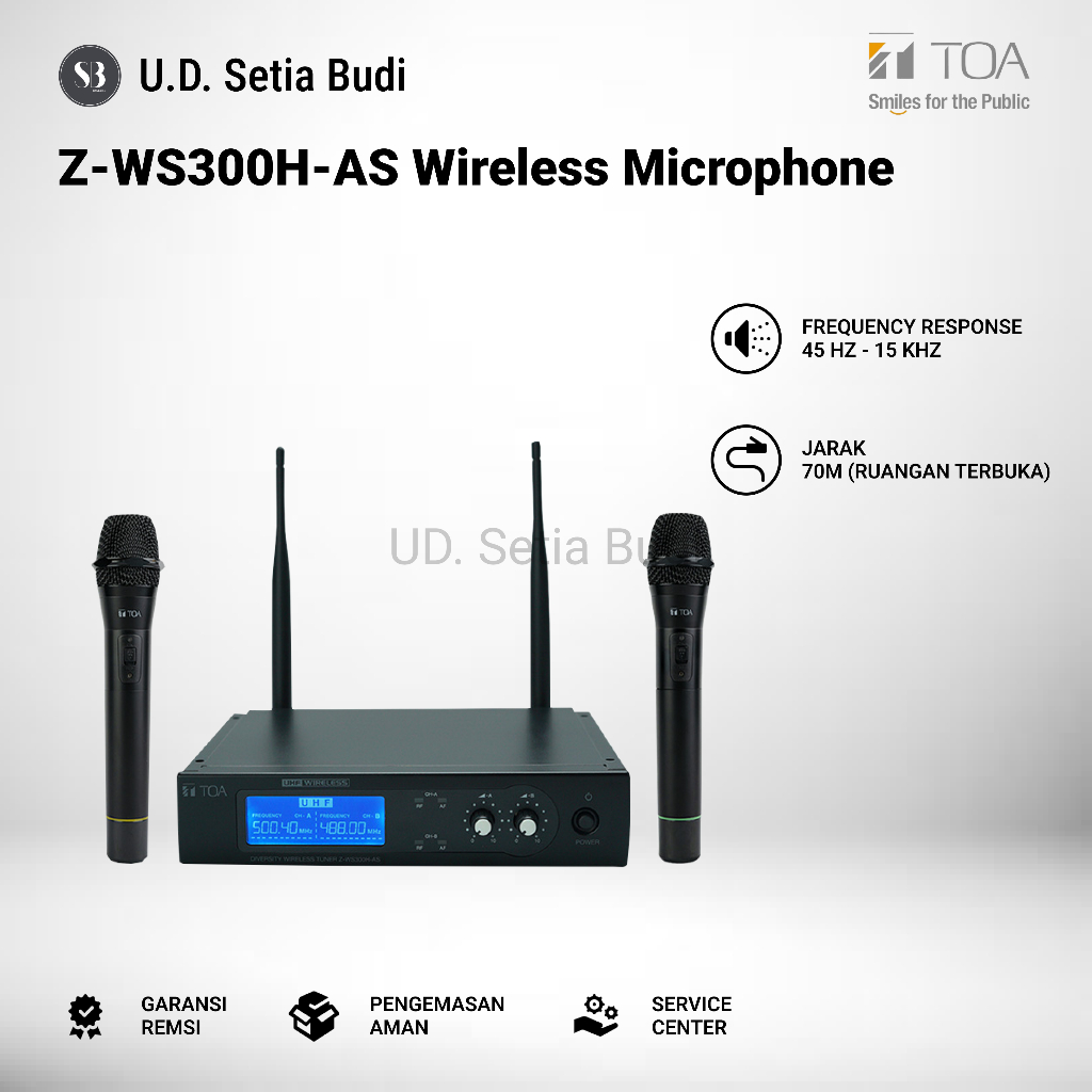 Microphone Wireless TOA Z-WS300H-AS Wireless Microphone System Dual Channel 70 Meter