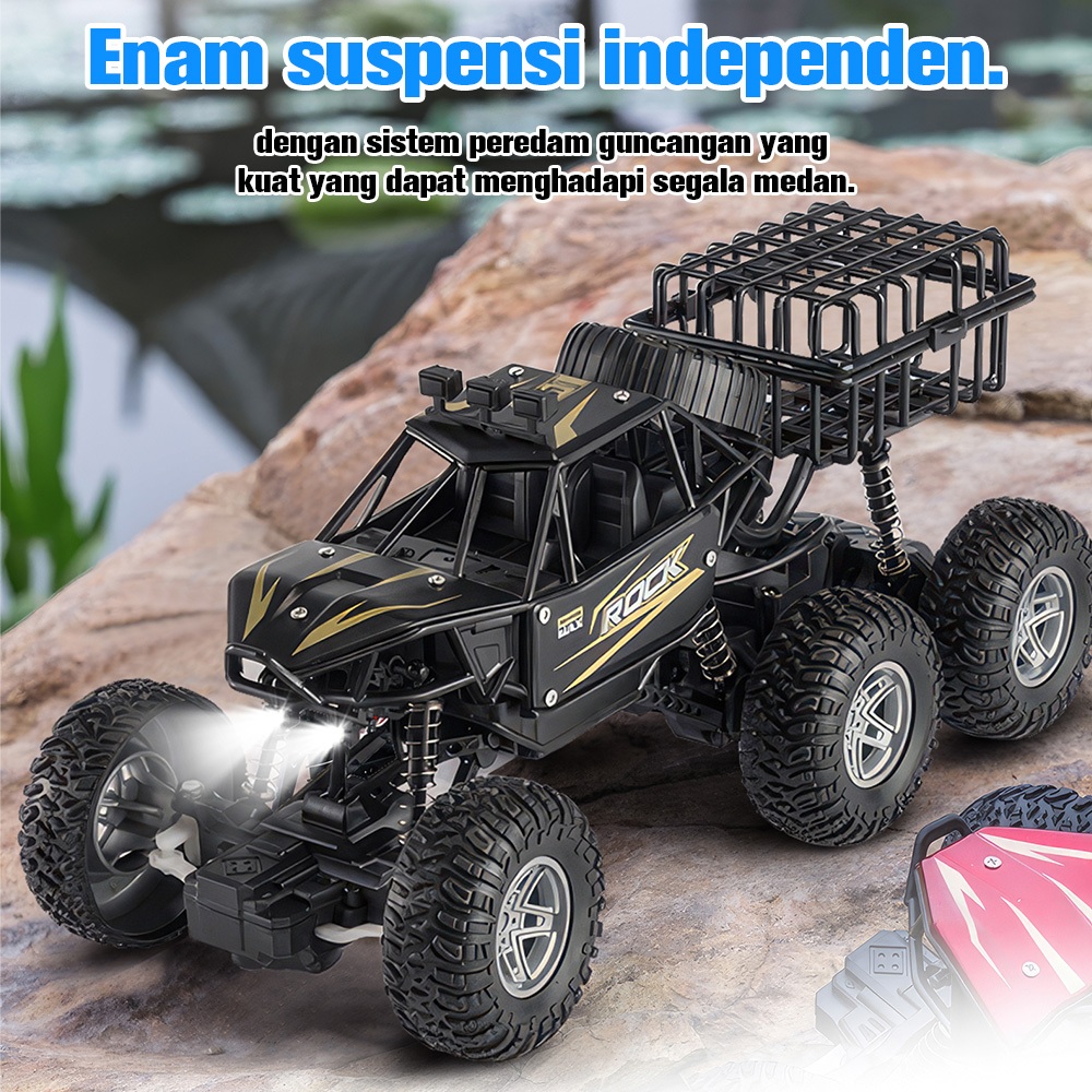 UNIK Mobil Remote Control Besar 4WD Alloy RC Mobil 6 Roda Mainan Rock Crawler
