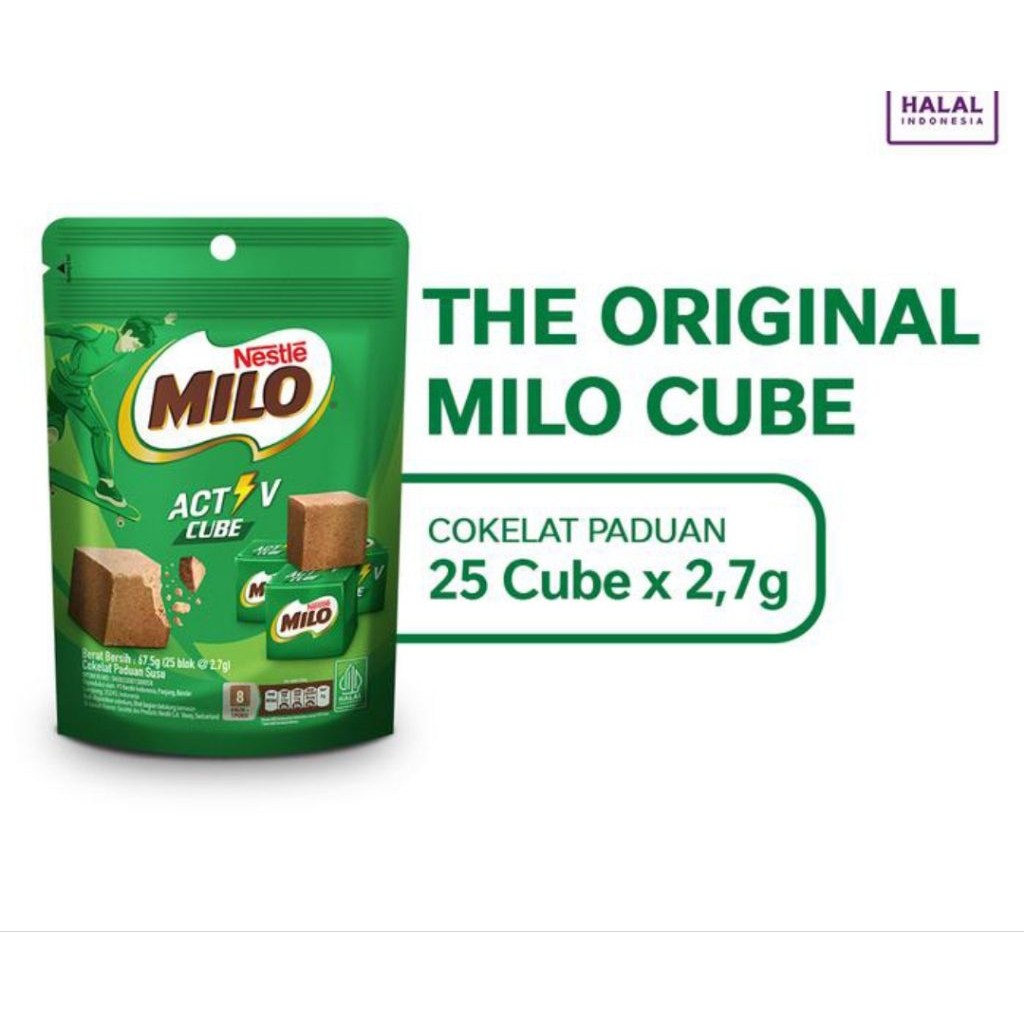 

PERMEN MILO ACTIV ENERGY CUBENetto : 67.5g / Isi 25 Blok