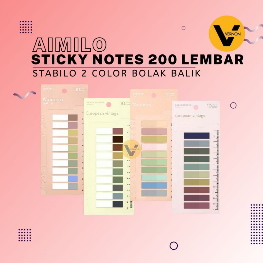 

Sticky Notes Aimilo Sticker Penanda Halaman Buku Sticker Pembatas Buku Index Page Markers 10 Warna 200 Lembar
