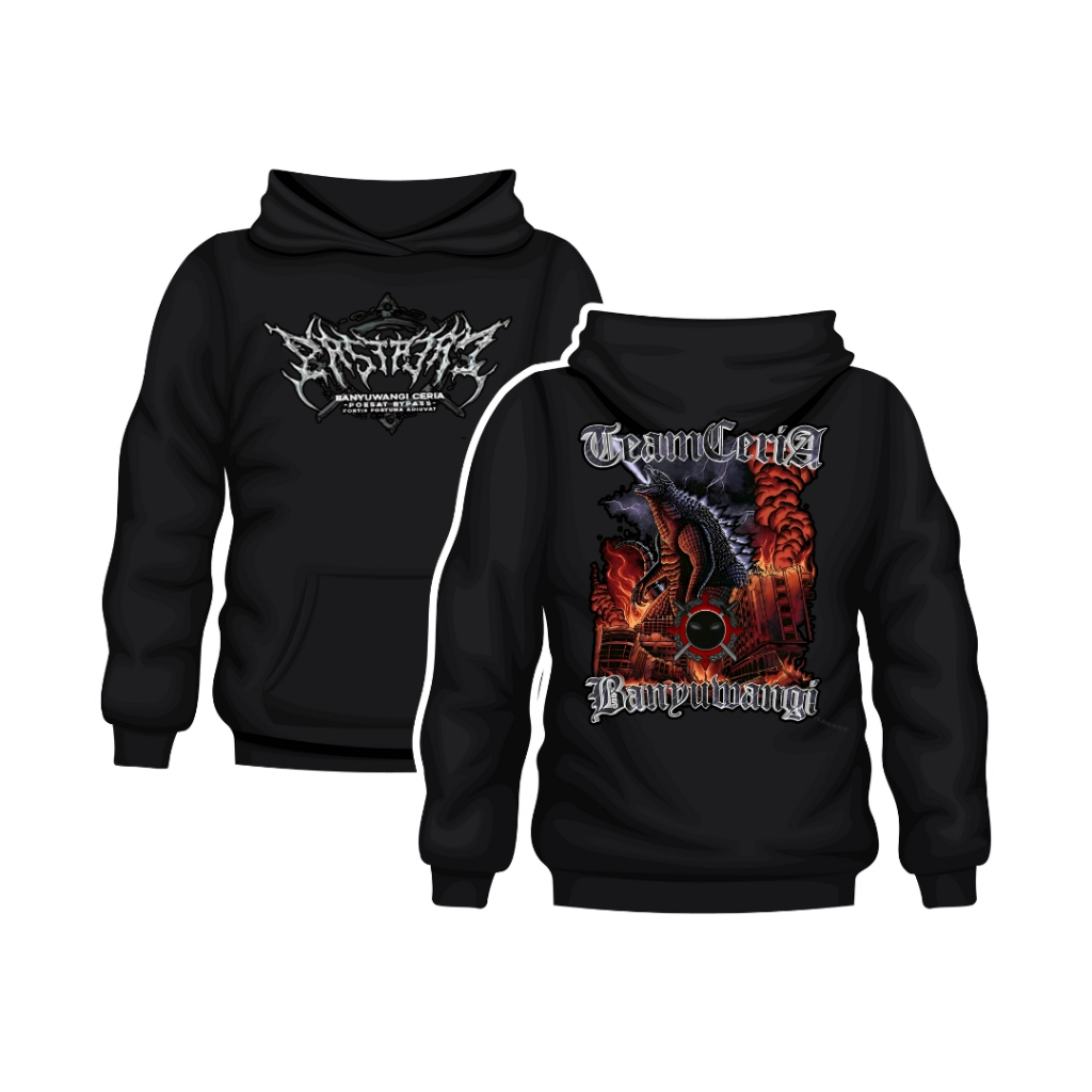 PROMO FREE STICKER Jaket Team Ceria Banyuwangi | Bahan Cotton Fleece Premium | Warna Hitam Nyaman Pe