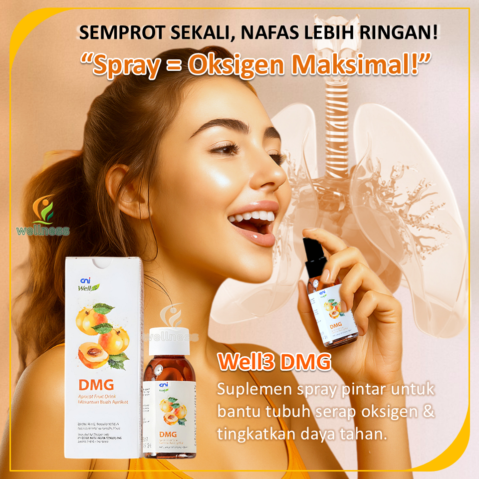 CNI Well3 DMG – Suplemen Spray DMG untuk Imun, Energi & Oksigen Tubuh | 30ml