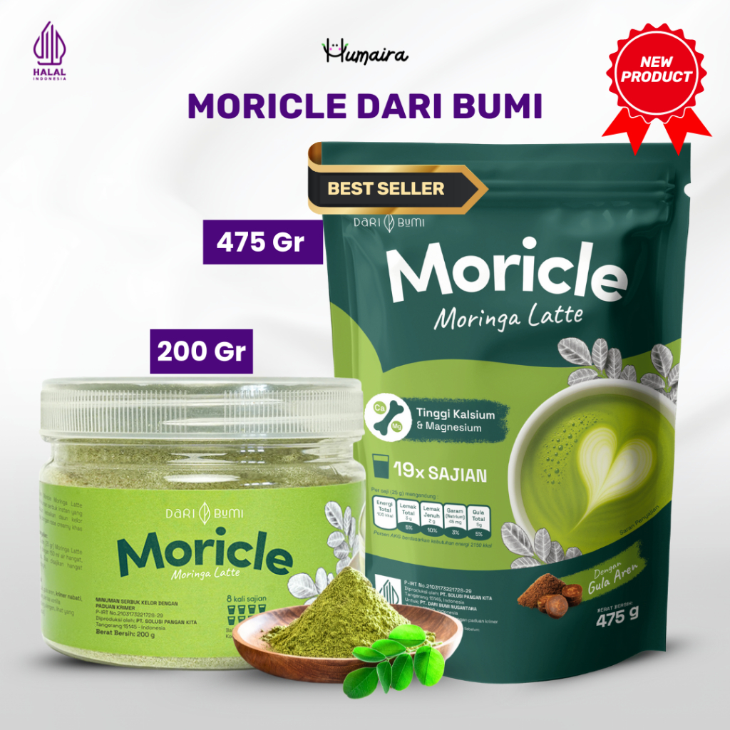 

Moricle Moringa Latte 475 Gram Dari Bumi - Minuman Bubuk Daun Kelor Latte Produk Moringa Original DARI BUMI