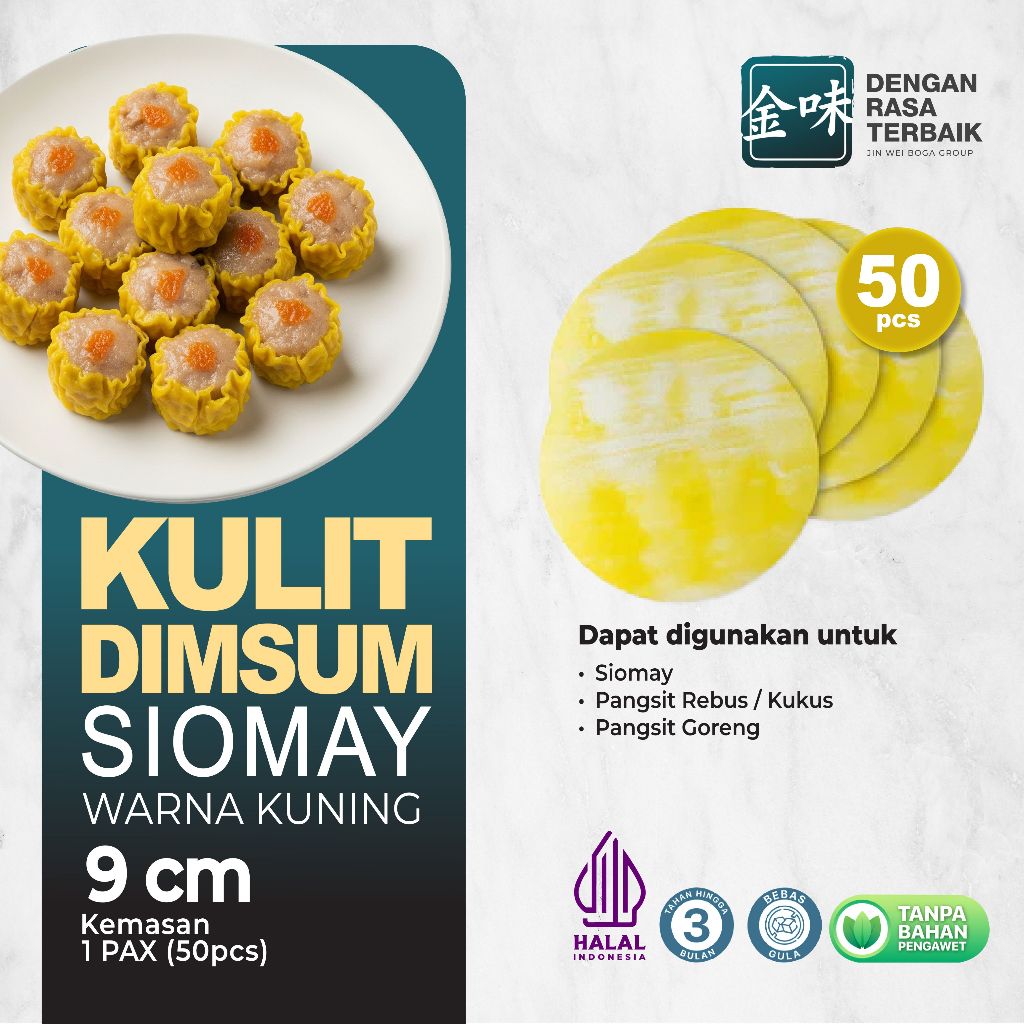 

DRT - KULIT DIMSUM SIOMAY KUNING 9CM HALAL | ISI 50PCS | LENTUR, TIPIS, TIDAK MUDAH ROBEK