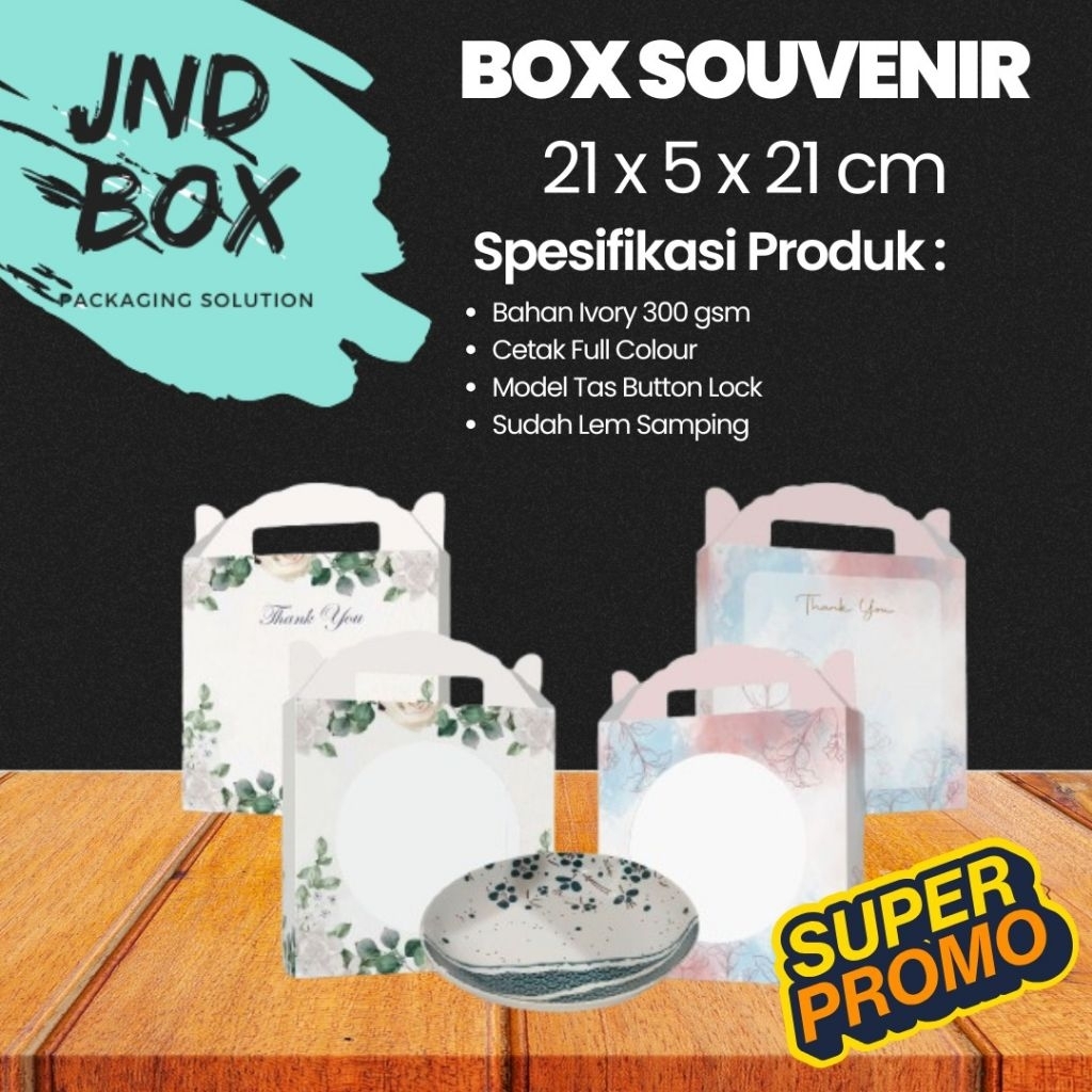 

PROMO !!! Box Souvenir Model Tas BL Untuk Piring Uk 21 x 5 x 21 cm