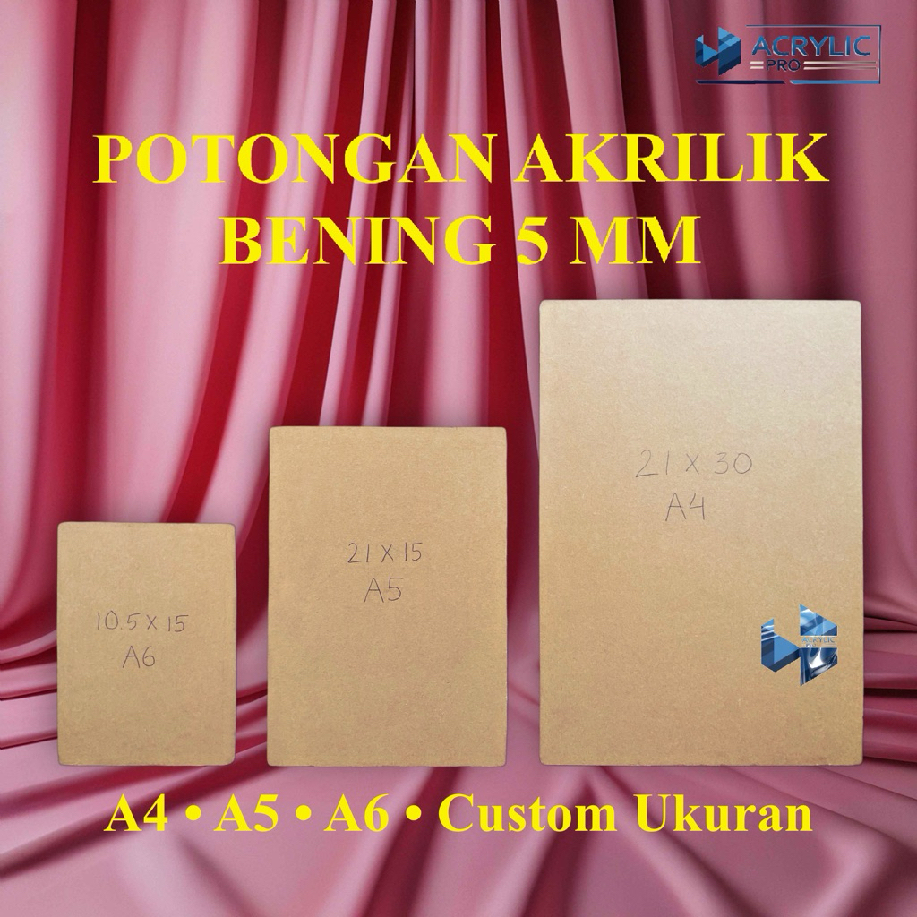 

Akrilik 5 mm •A4/A5/A6• Custom Order Bening Transparan