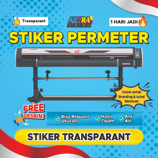 

Cetak Stiker Transparant Bening Permeter Anti Air untuk Branding & Kemasan - Bisa Request Desain