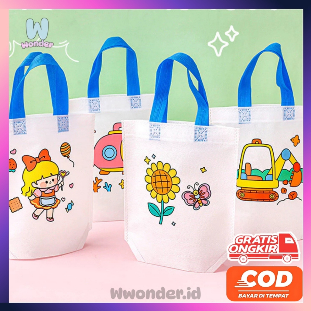 

WW Totebag DIY Goodie Bag Kindergarten Painting Coloring Handbag ST34