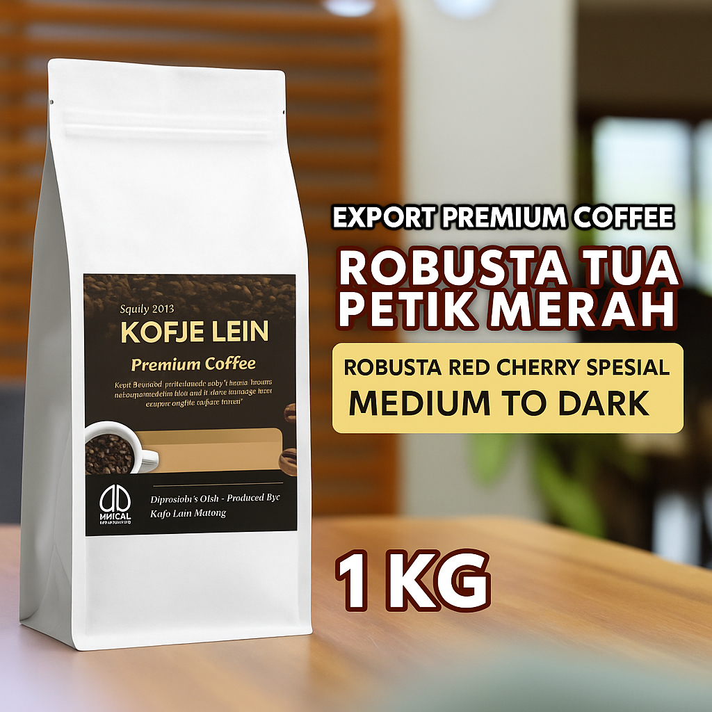 

Kofje Lein Kopi Bubuk 1Kg Premium Coffee Robusta Tua Petik Merah