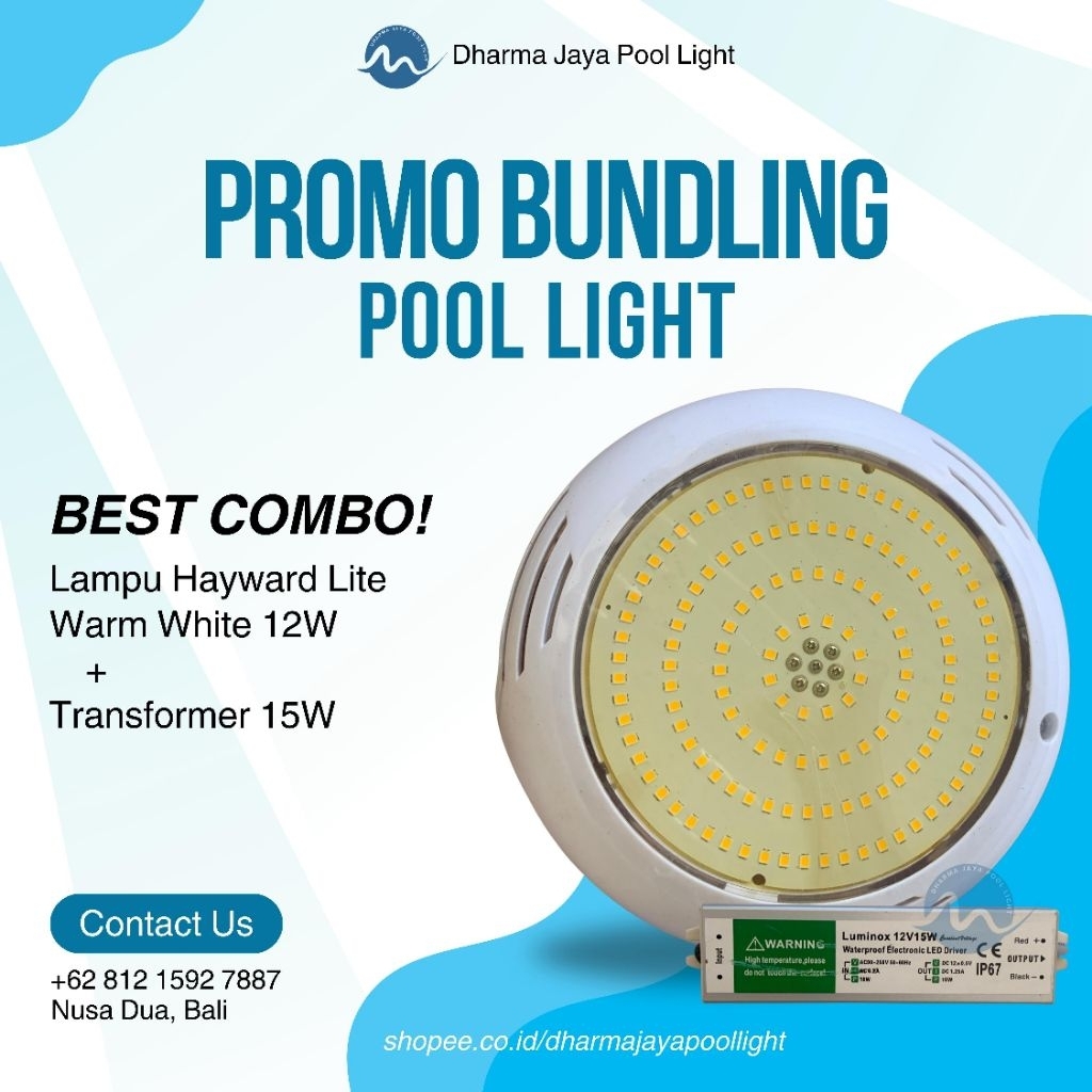 PROMO BUNDLING LED POOL LIGHT HAYWARD LITE WARM WHITE COLOR 12W/ Lampu Kolam Renang Hayward Lite War