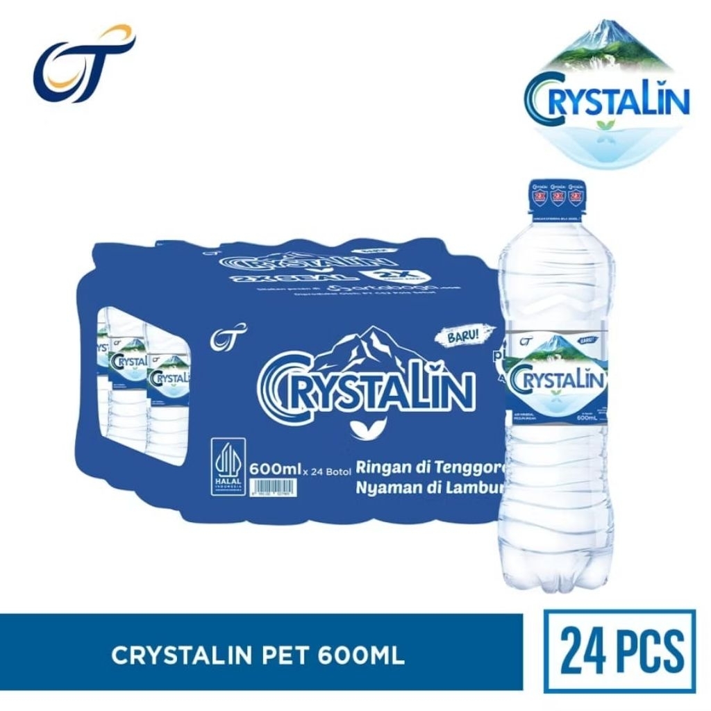 

Crystaline 600ml Air Mineral | 1 Dus Isi 24 Botol – Segel Asli, Siap Kirim COD Depok