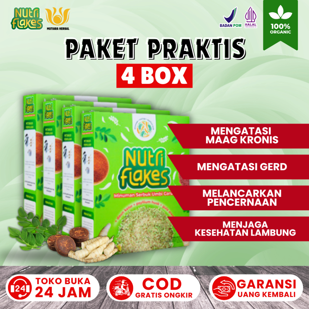 

Nutriflakes Paket 4 Box - Susu Oat Sereal Umbi Garut Bantu Mengatasi Asam Lambung Untuk Hidup Sehat