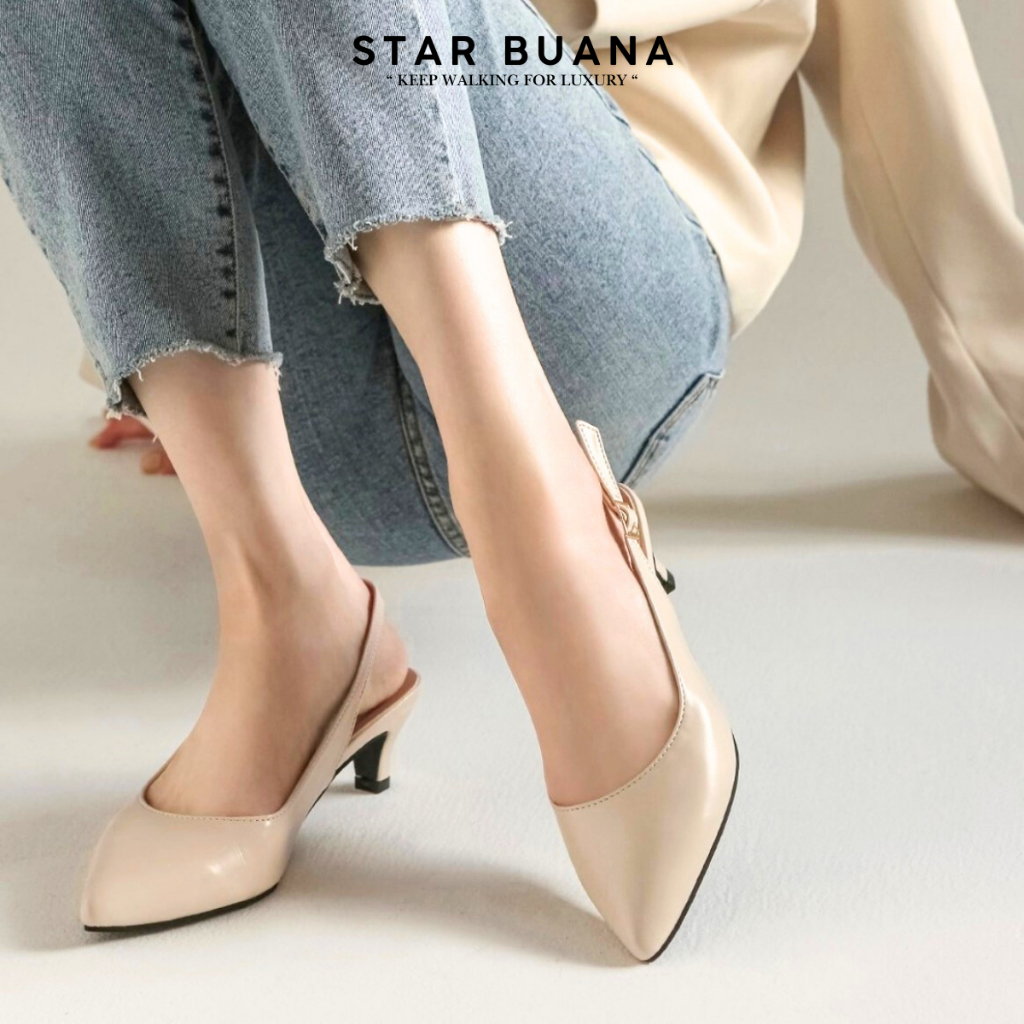 Sandal Mules Wanita Heels Wanita Hak Lancip 5 cm - StarBuana