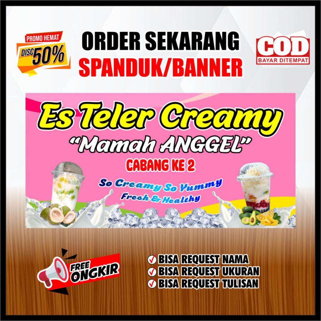 baligo spanduk banner es teler creamy