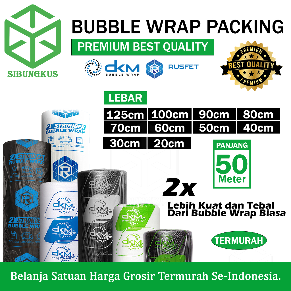 

Plastik Bubble Wrap 125 X 50 Meter Dkm Plus Bubblewrap Packing 40cm 30cm x 50m