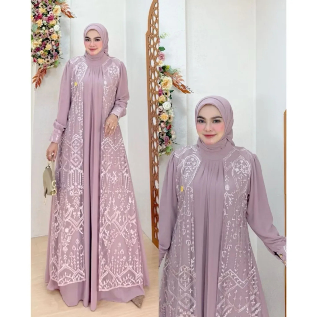 Dress Brukat Model Terbaru Premium Gamis Kondangan Simple Elegan Party Dress Gamis Brukat Ibu Ibu Ca