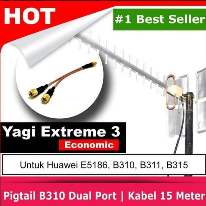 Yagi antena outdoor buat modem router GSM 4G - 15 meter SMA Male
