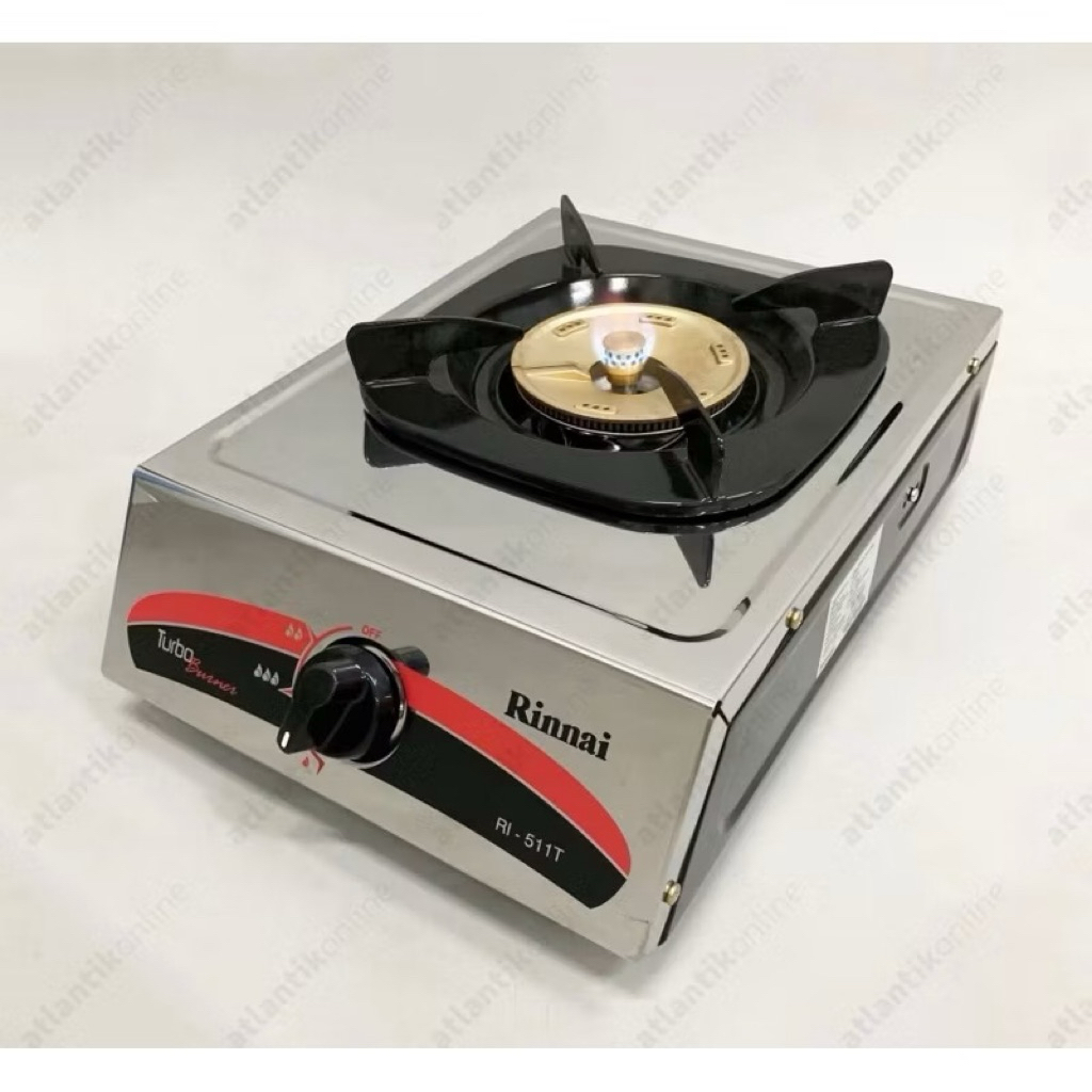 Kompor gas RINNAI 511T turbo apo lilin stainless stell / kompor gas rinnai mata api turbo 1 tungku