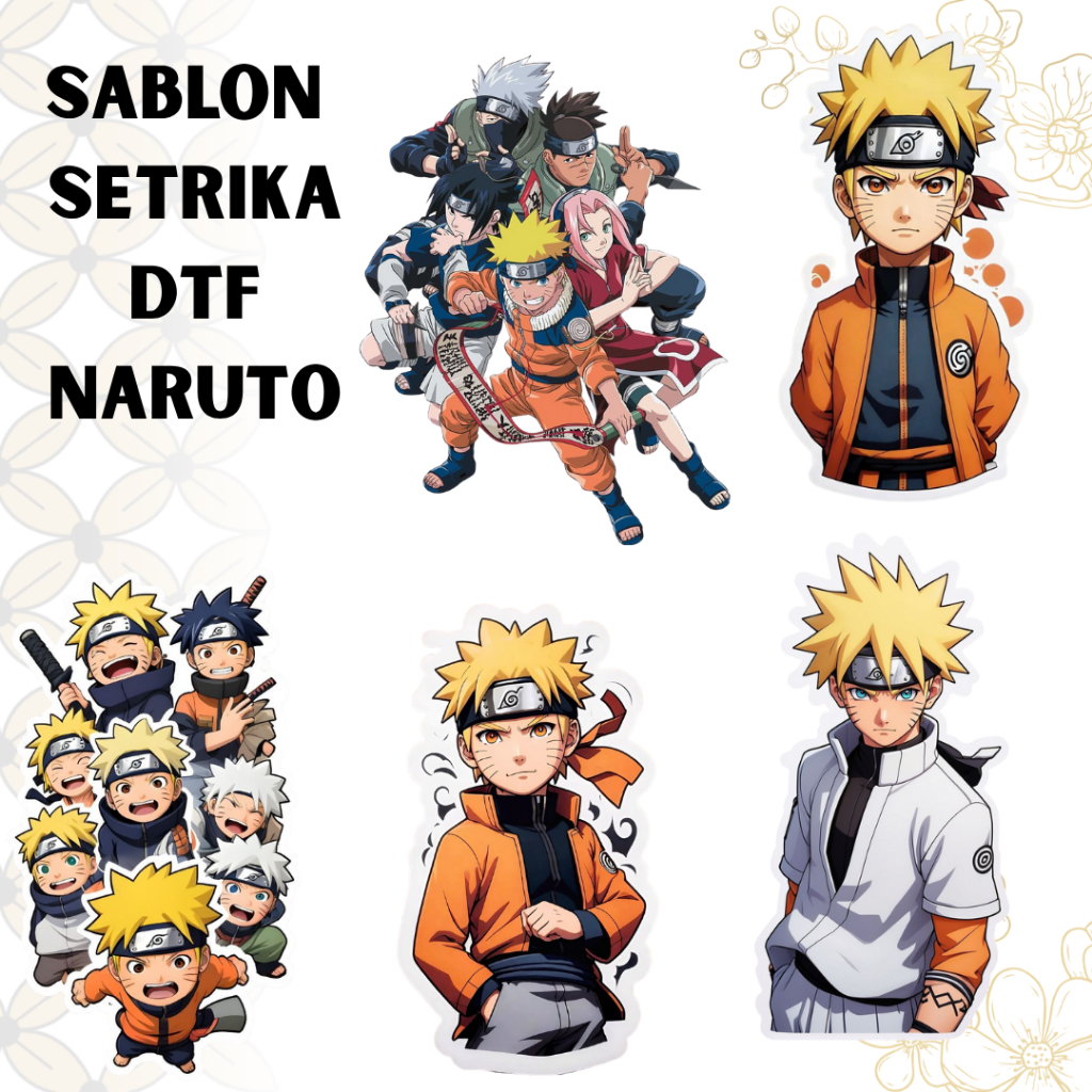 SABLON SETRIKA SABLON DTF ANAK SATUAN TEMA NARUTO LOGO A4 A5 A6 SIAP PRESS