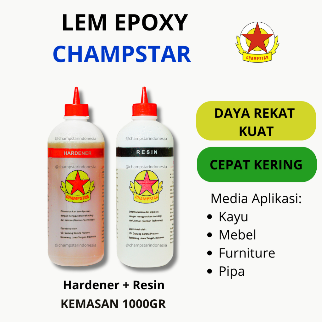 [HARGA SET HARDENER RESIN] LEM EPOXY CHAMPSTAR LEM EPOXY BINTANG LEM KAYU LEM EPOXY KUAT TAHAN LAMA