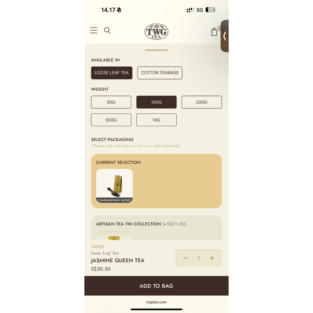 

TWG TEA LOOSE LEAF TEA JASMINE QUEEN TEA