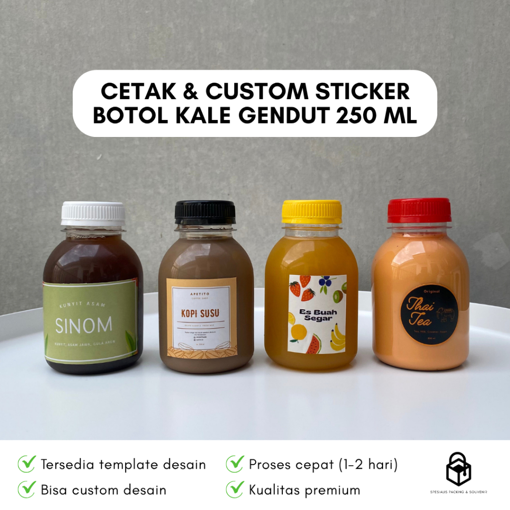 

Cetak Custom Stiker Botol Kale Gendut 250 ml | Print Label Sticker Logo