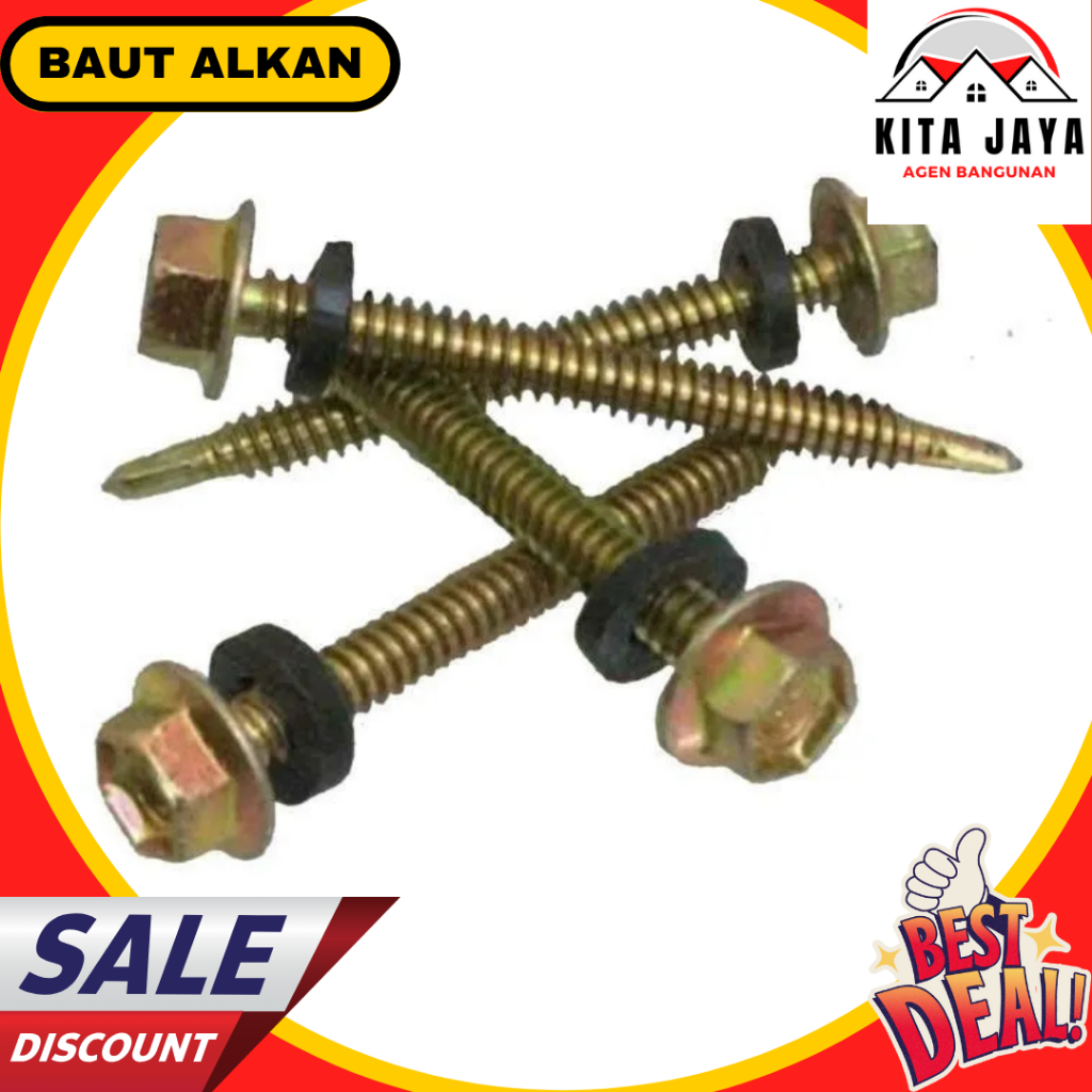 Baut Roofing / Baut Atap / Baut Alkan 5 Cm (Harga Untuk 100 pcs)
