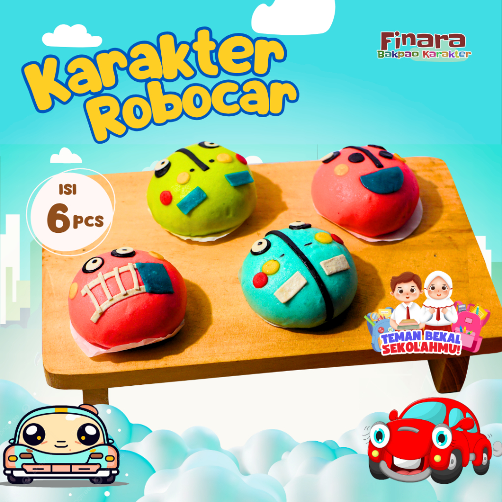 

Bakpao Karakter Finara Frozen Robocar Isi 6 Pcs Rasa Cokelat