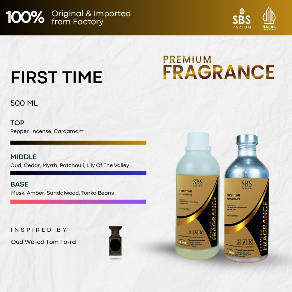 Bibit Parfum Murni Original [First Time-Premium] 500ml - Inspired by Oud Wood Tom Ford - Asli Ori Ta