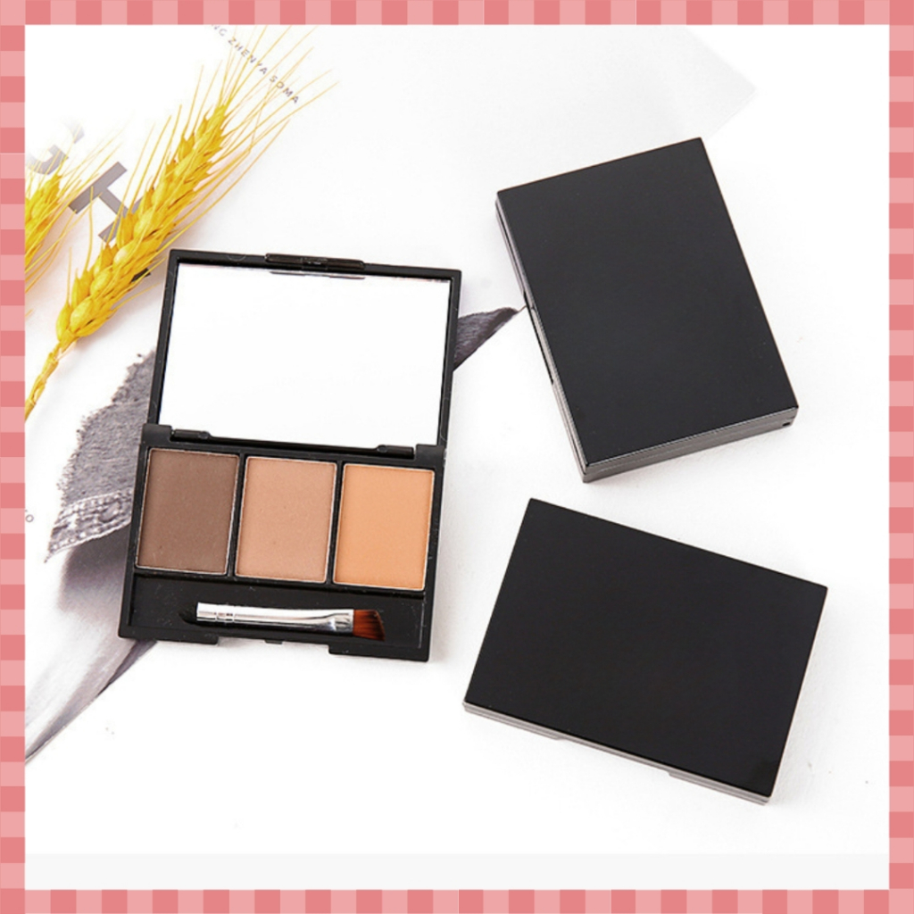 Eyebrow 3 in 1 Color Powder 3 Warna Bedak Alis Waterproof Long Lasting + FREE Brush 3605 - LA146