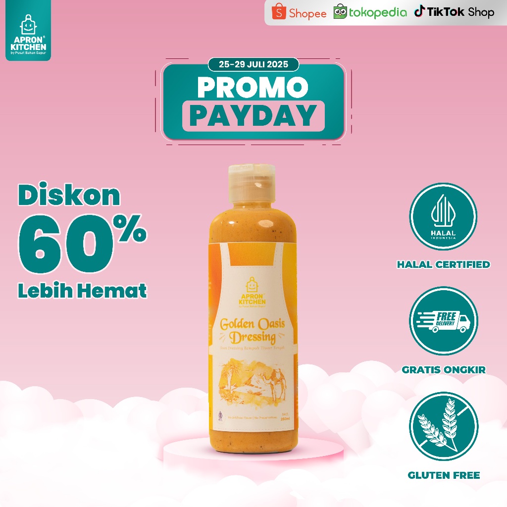 

Apron Kitchen Golden Oasis Salad Dressing Saus Salad Ala Timur Tengah 250ml