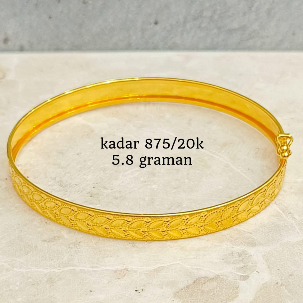 ubs gold gelang bangle model terbaru motif daun emas asli 20k