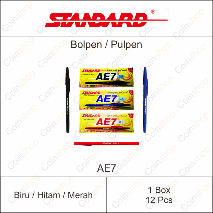 

1 Box Standard AE7 Alfatip Pulpen Ballpoint Pen Pena 0.5mm Isi 12 Pcs