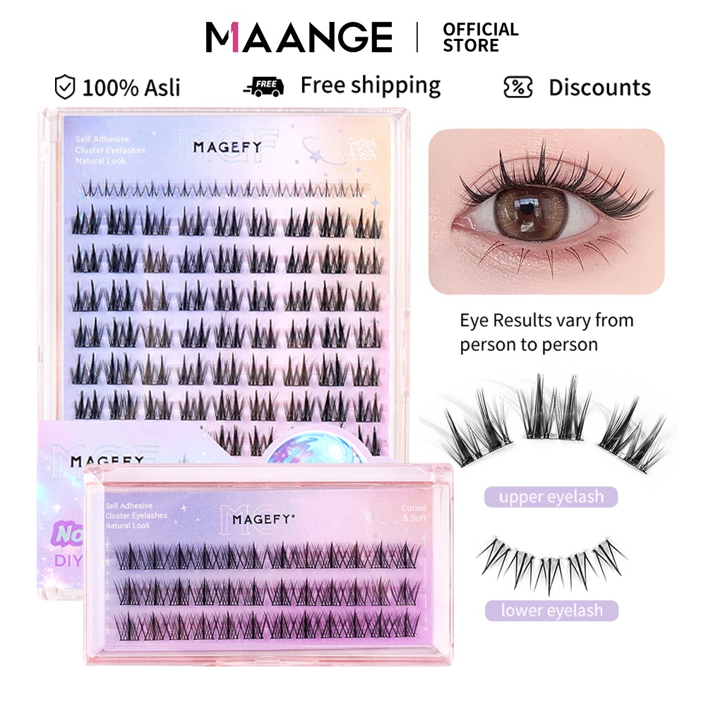 [TANPA LEM]MAANGE Bulu Mata Palsu Non-Glue 11mm Natural Eyelash Extension Tanam Premium Riasan Bulum