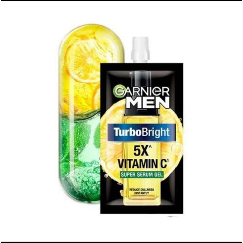 [7 ML] Garnier Men TurboBright 5x Vitamin C Serum Gel Moisturizer Pelembab Day Night Cream Pria Turb