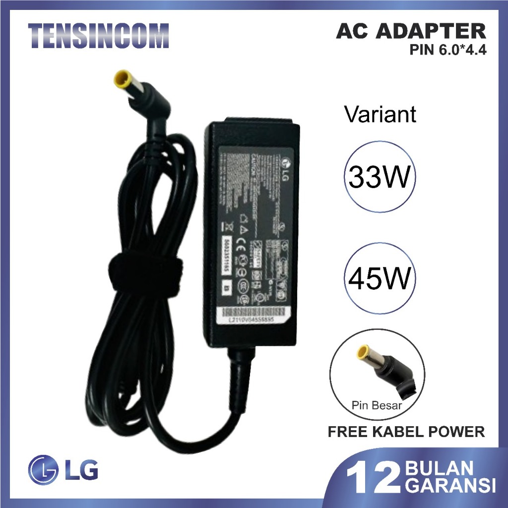 Tensincom Charger Adaptor LG TV Monitor 6.5x4.4mm 19V 2.1A / 19V 1.7A untuk LED TV Monitor LG