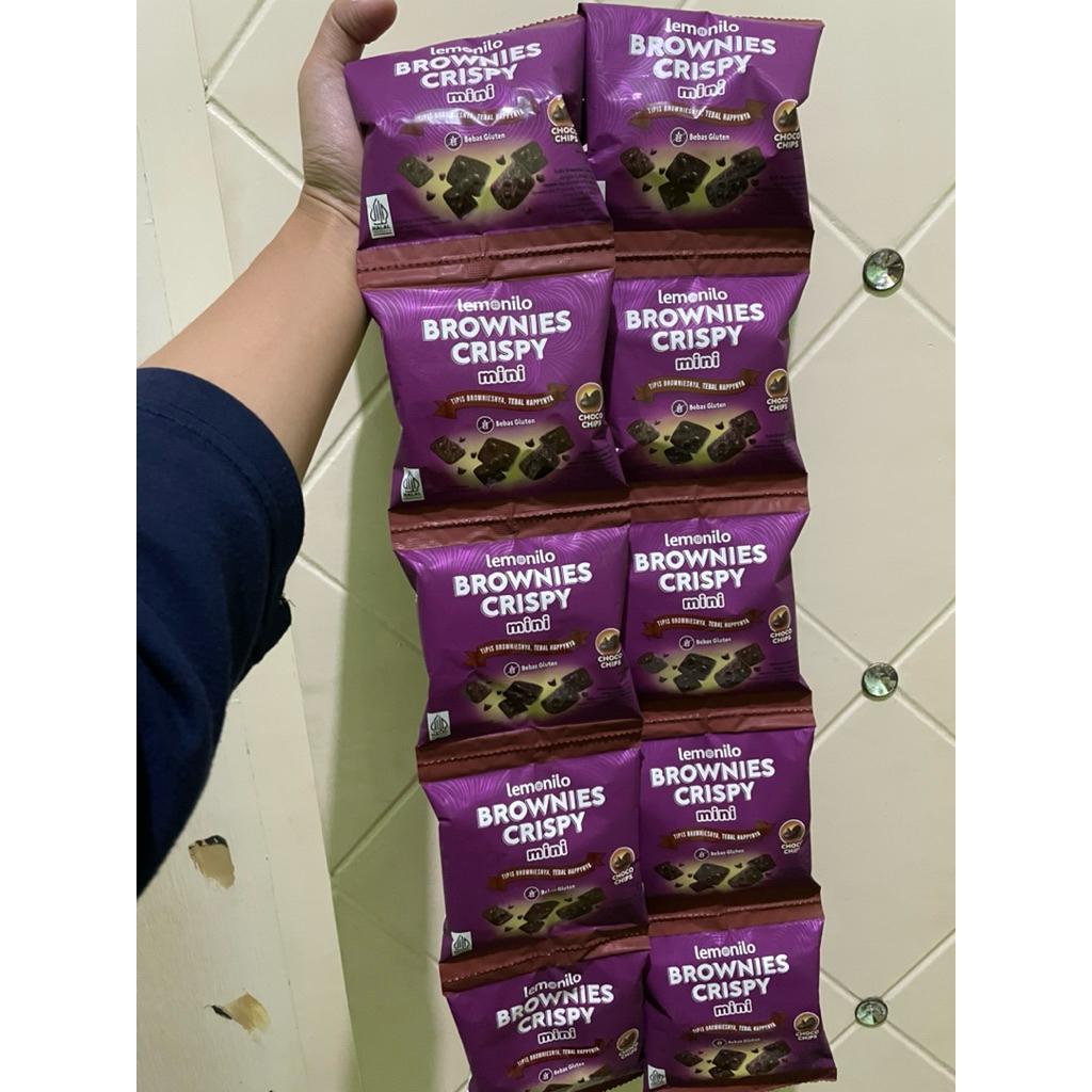 

Lemonilo Brownies Crispy Choco Chips Mini - 1 Renceng isi 10 Pcs