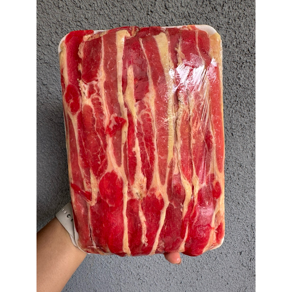 

GRASSFED shortplate beef belly perut sapi slice yoshinoya import 500 gr