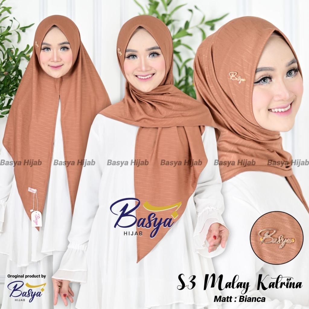 (BASYA) SEGITIGA MALAY KATRINA•hijab segitiga instan motif•jersey bianca•segitiga instan soft pet•ji