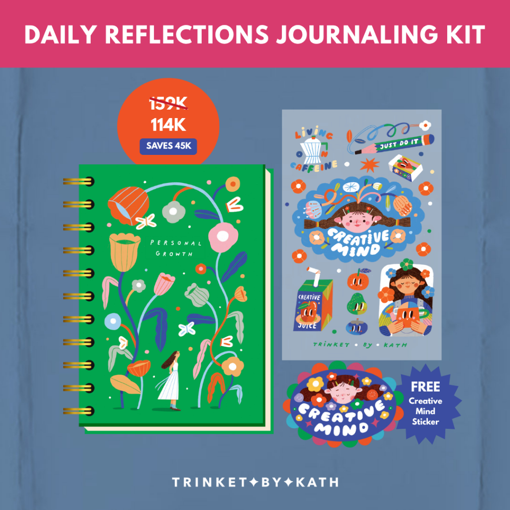 

DAILY REFLECTIONS JOURNALING KIT - Journalling/Notebook/Buku/Memo/Sticker/Stiker/Sticker Sheet Ilustrasi- Trinket by Kath