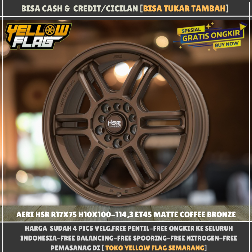 Velg mobil innova ring 17 hsr aeri lubang baud 5x100-5x114,3 et45 lebar 7,5 bronze r17 hsr original