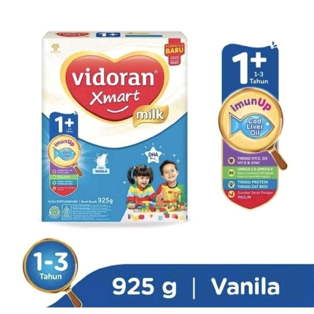 VIDORAN XMART 1+ MADU/VANILA 925GR - SUSU FORMULA PERTUMBUHAN ANAK 1-3 TAHUN