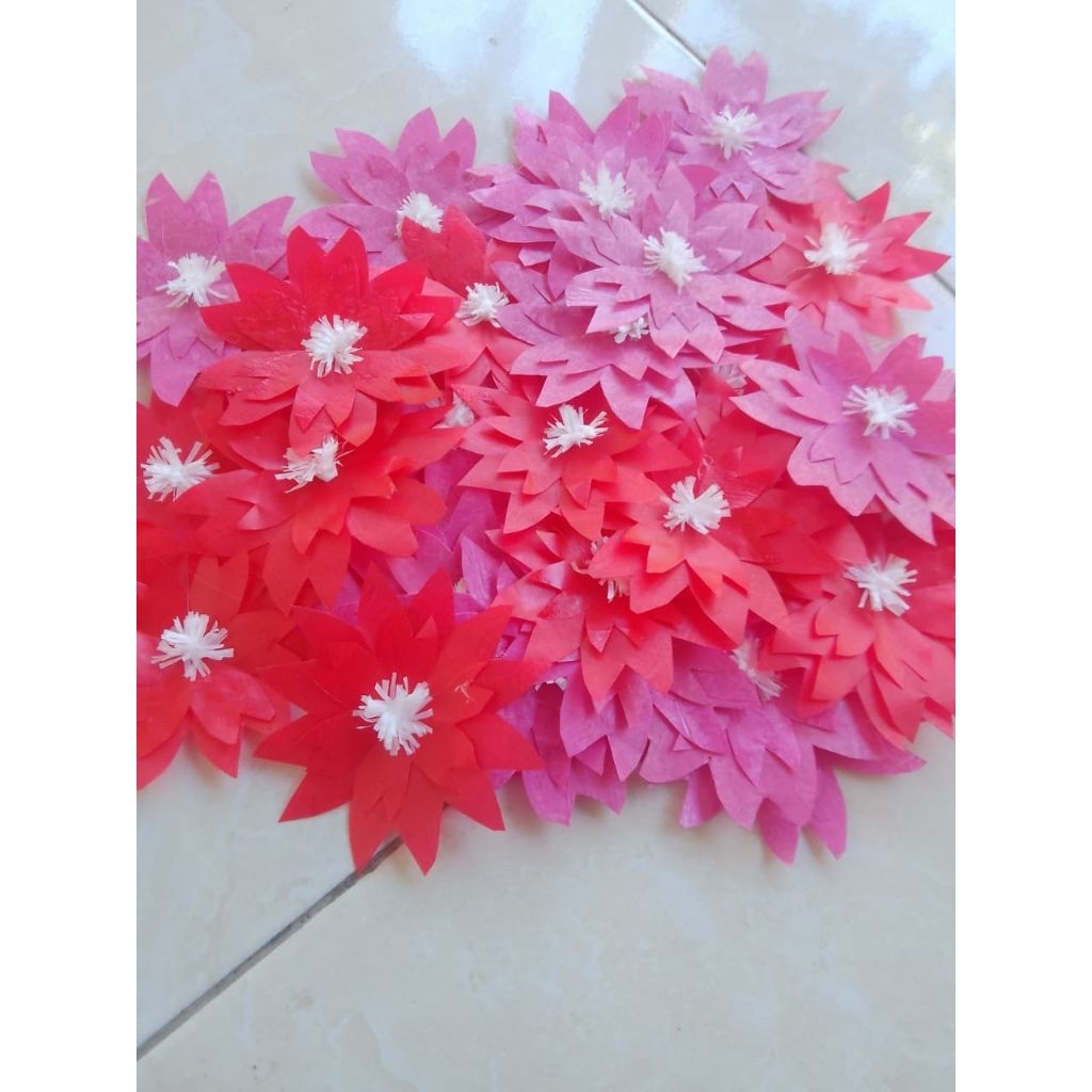 READY...bunga sakura dari plastik kresek tanpa tangkai...