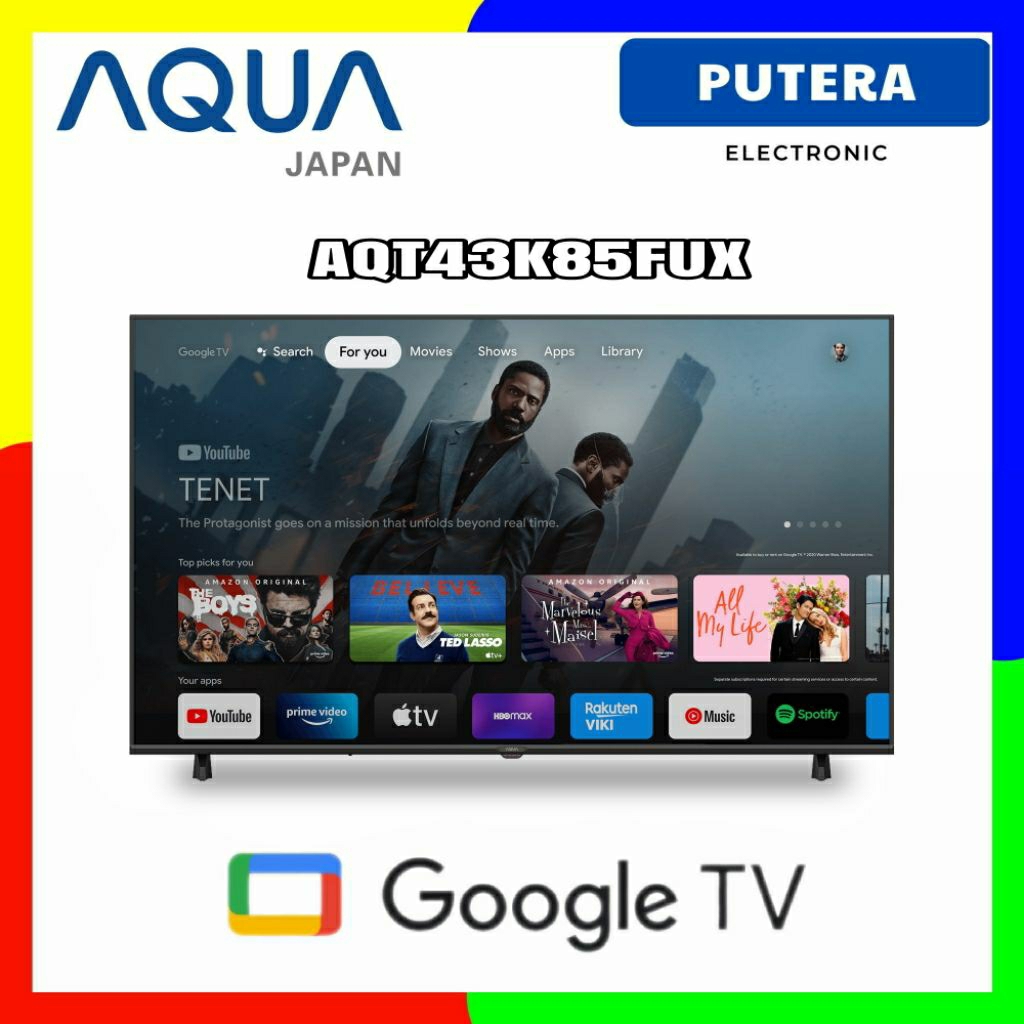 AQUA AQT43K85FUX GOOGLE TV 43 inch 4K HDR 2025 Bezel Less 43K85FUX