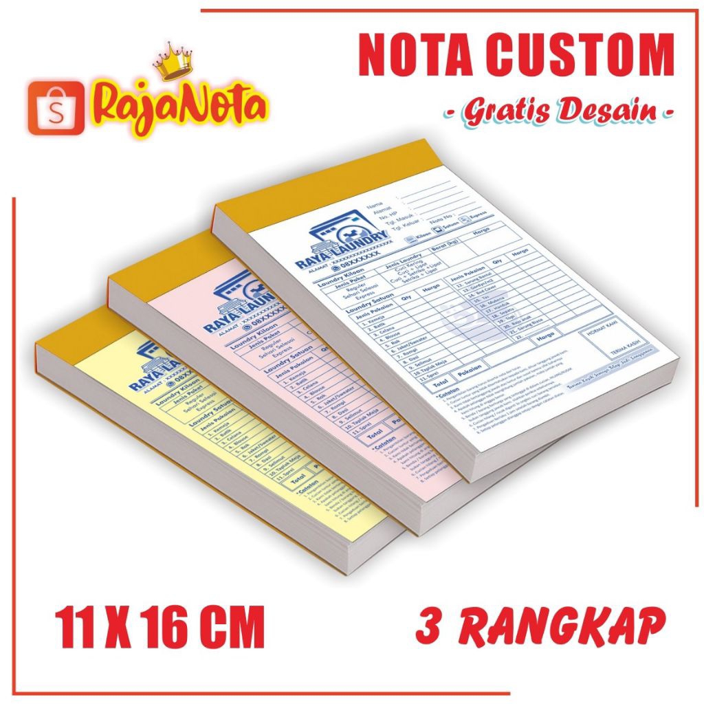 

Nota 3 Rangkap Custom Nama Sendiri bisa desain request customer pakai nomerator urut nota murah