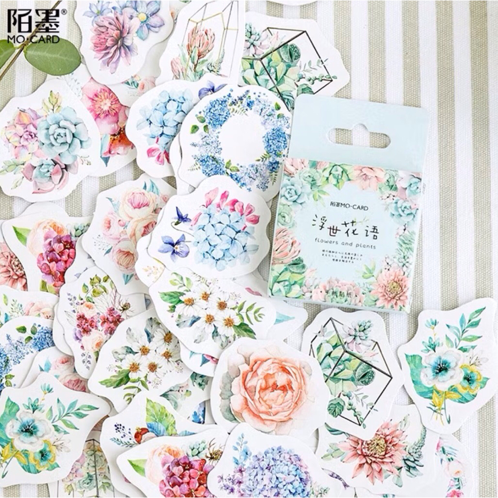 

45 PCS Flower Sticker - Stiker Bunga Cantik Decorative Sticker Untuk Bullet Journal Planner Diary