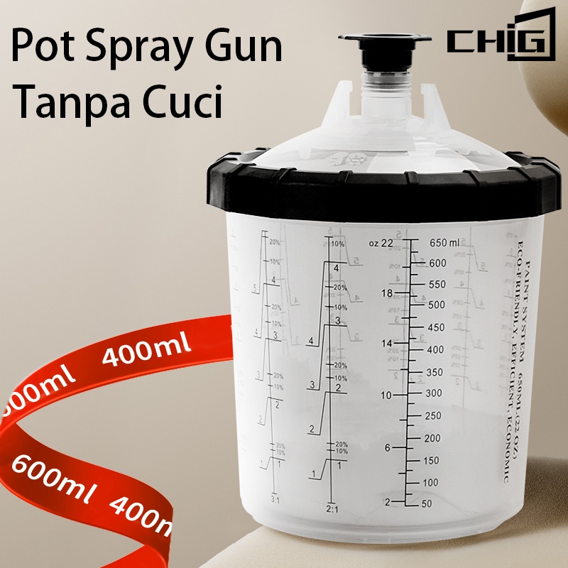 Mixing Cup Spray Gun Set 400ml 600ml Full Set Gelas Takar Cat Snap Lid Colad System Include 50 Cup 5