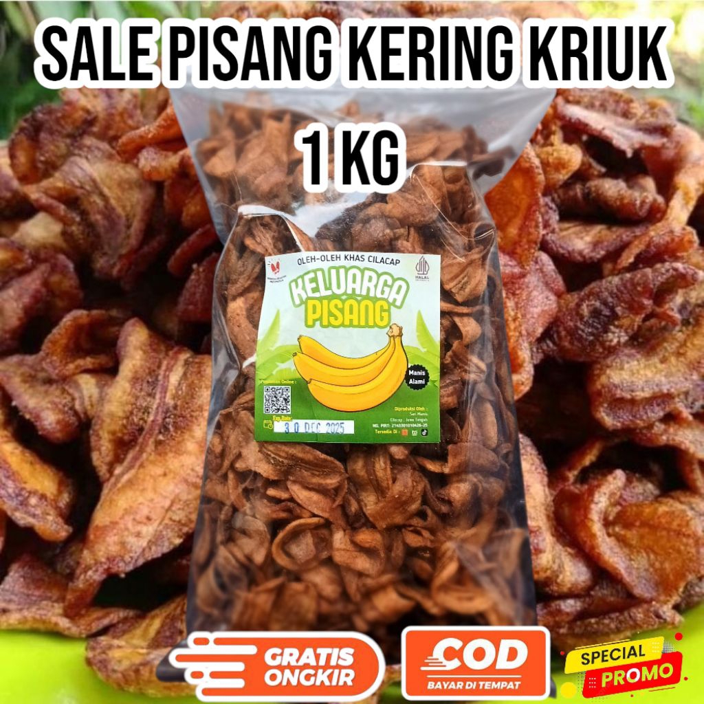 

sale pisang kering kriuk kemasan 1kg crispy keripik pisang madu