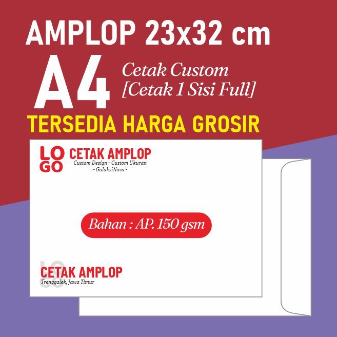 

Cetak CUstom Amplop Putih A4 23x32 22x31 22x32 cm | Amplop Coklat A4 Custom | Amplop Custom Putih Cetak Laser