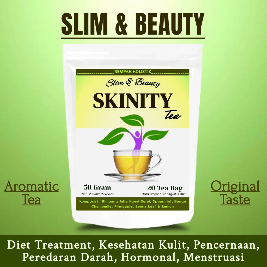 

SKINITY TEA | Teh Herbal Diet Pelangsing, Iritasi Kulit Jerawat, Detox Usus Dan Pencernaan, Hormon